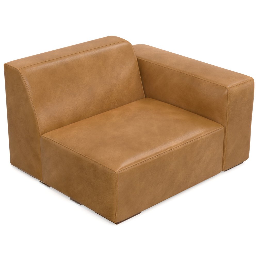 Sienna Leather Modular Sofa with Brown Legs - 44-inch