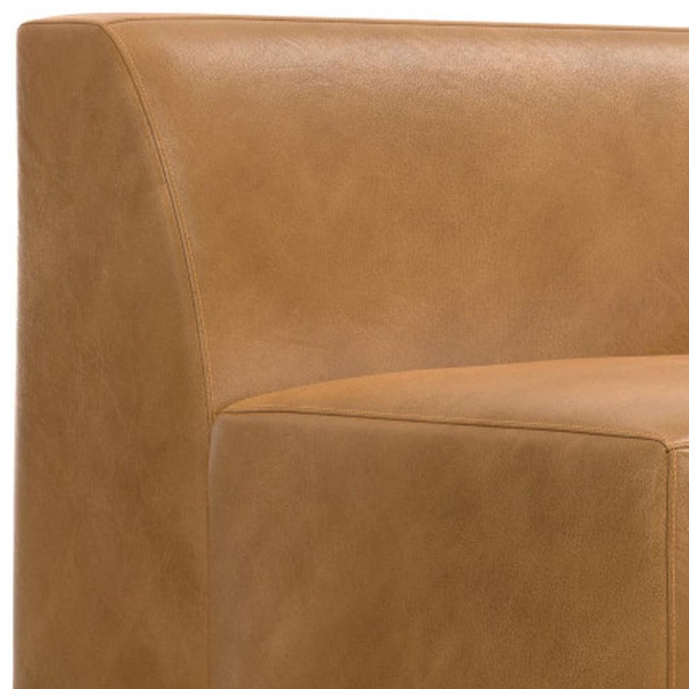 Sienna Leather Modular Sofa with Brown Legs - 44-inch