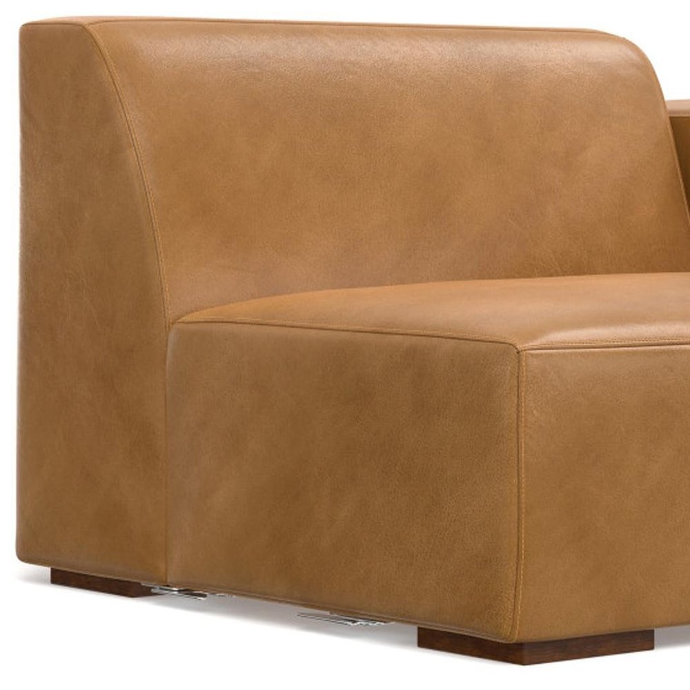 Sienna Leather Modular Sofa with Brown Legs - 44-inch