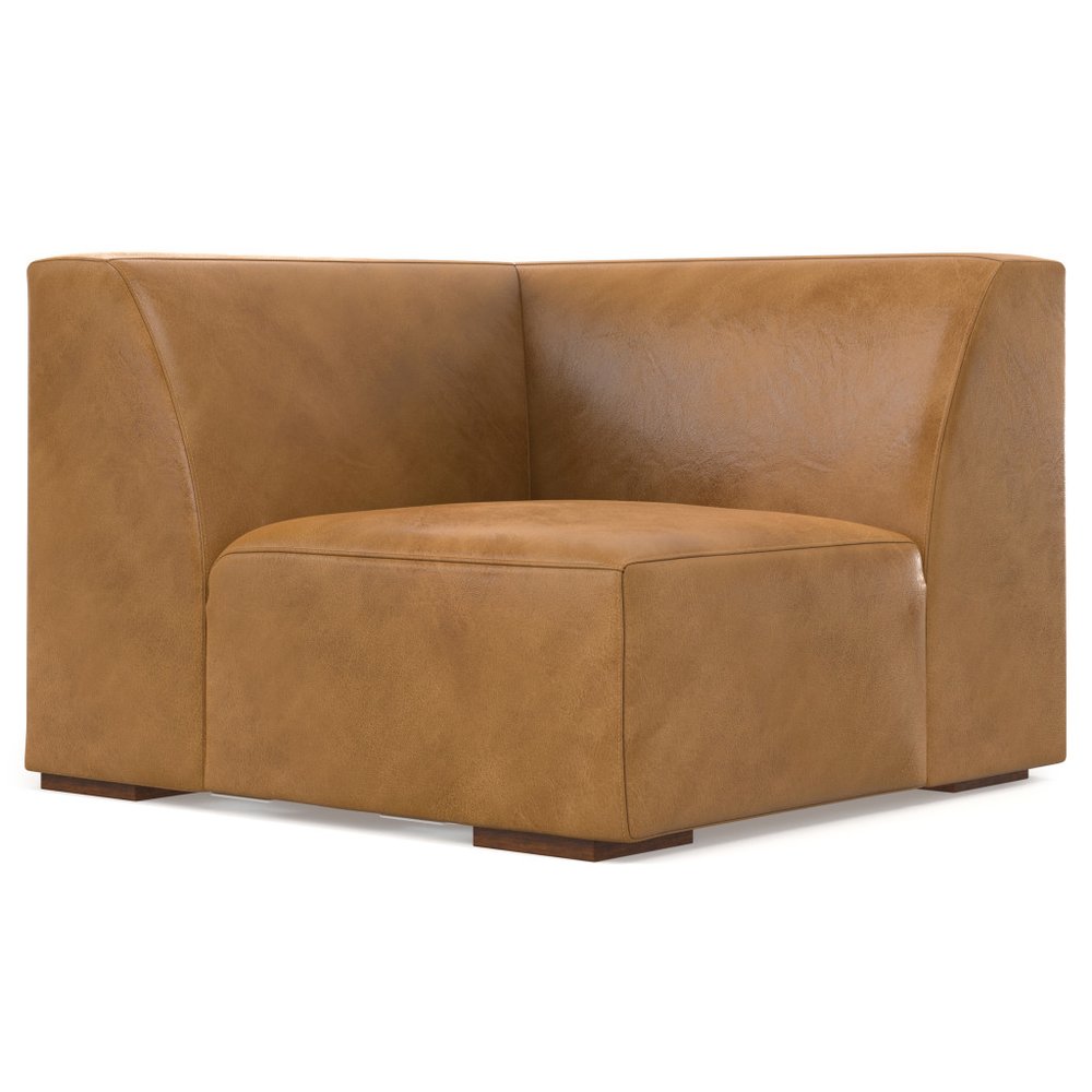 Sienna Leather Modular Sofa with Brown Legs - 38-inch