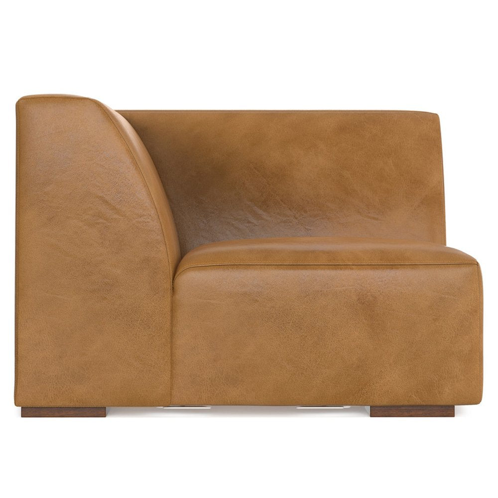 Sienna Leather Modular Sofa with Brown Legs - 38-inch