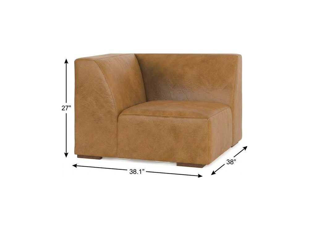 Sienna Leather Modular Sofa with Brown Legs - 38-inch