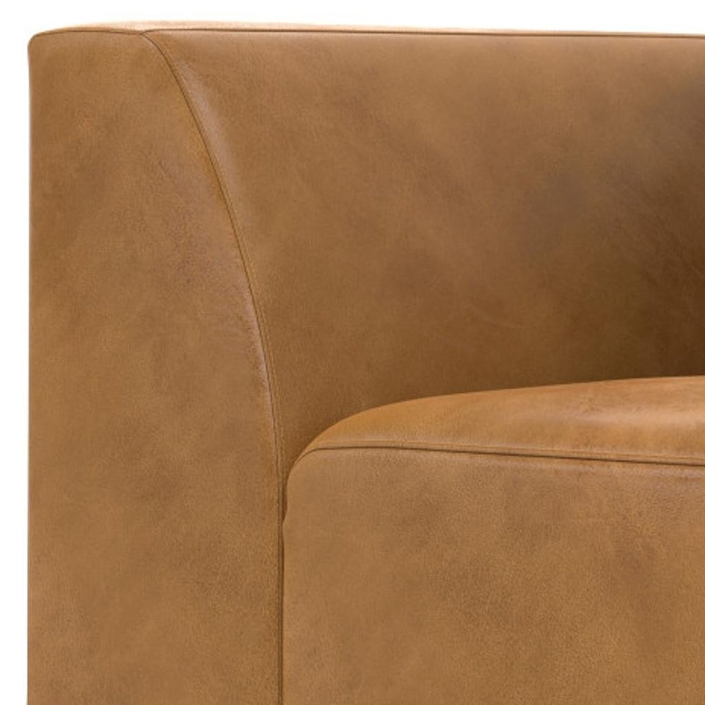 Sienna Leather Modular Sofa with Brown Legs - 38-inch