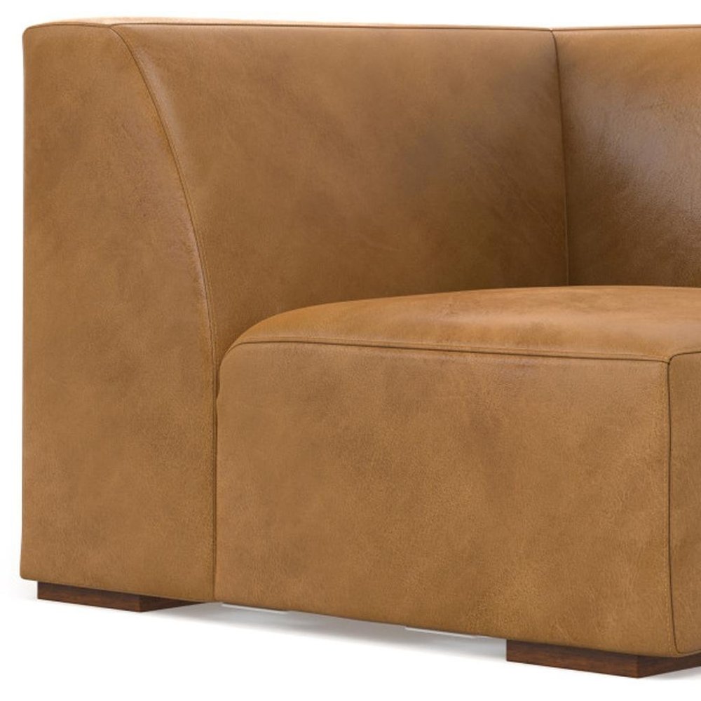 Sienna Leather Modular Sofa with Brown Legs - 38-inch