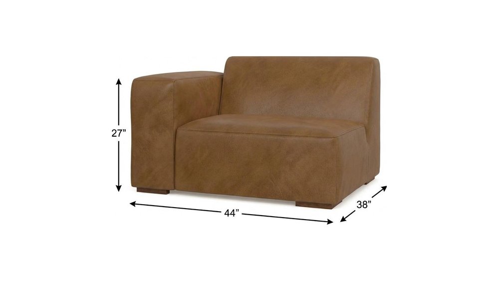 Brown Leather Modular Sofa - 44-inch