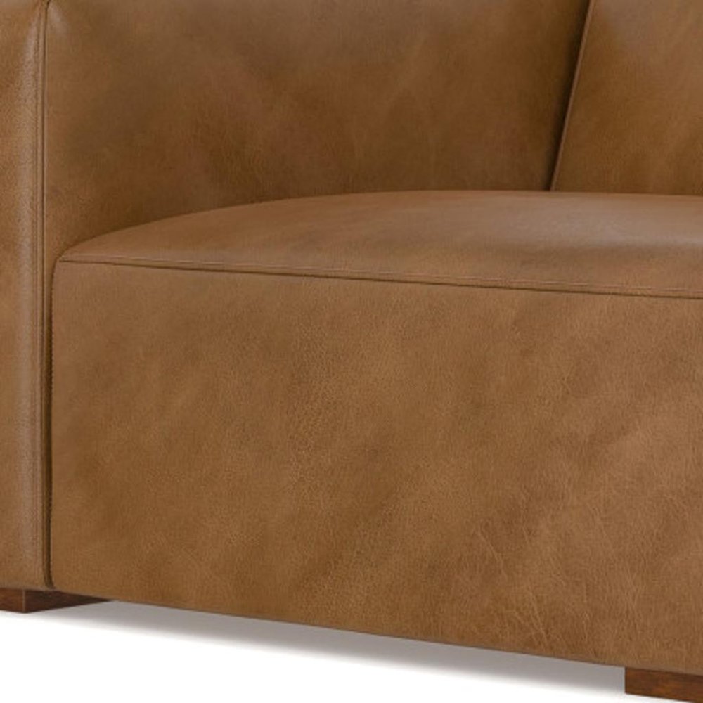 Brown Leather Modular Sofa - 44-inch