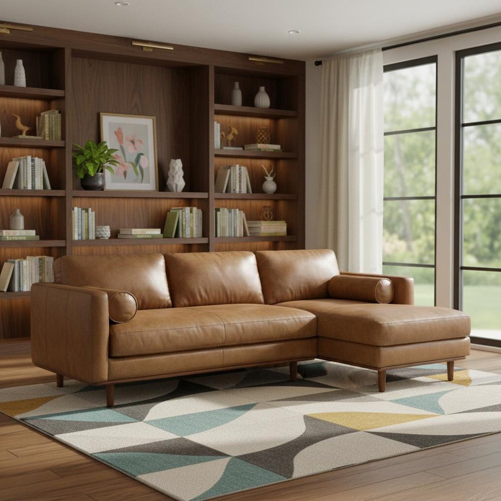 Brown Leather Sofa - 102-inch