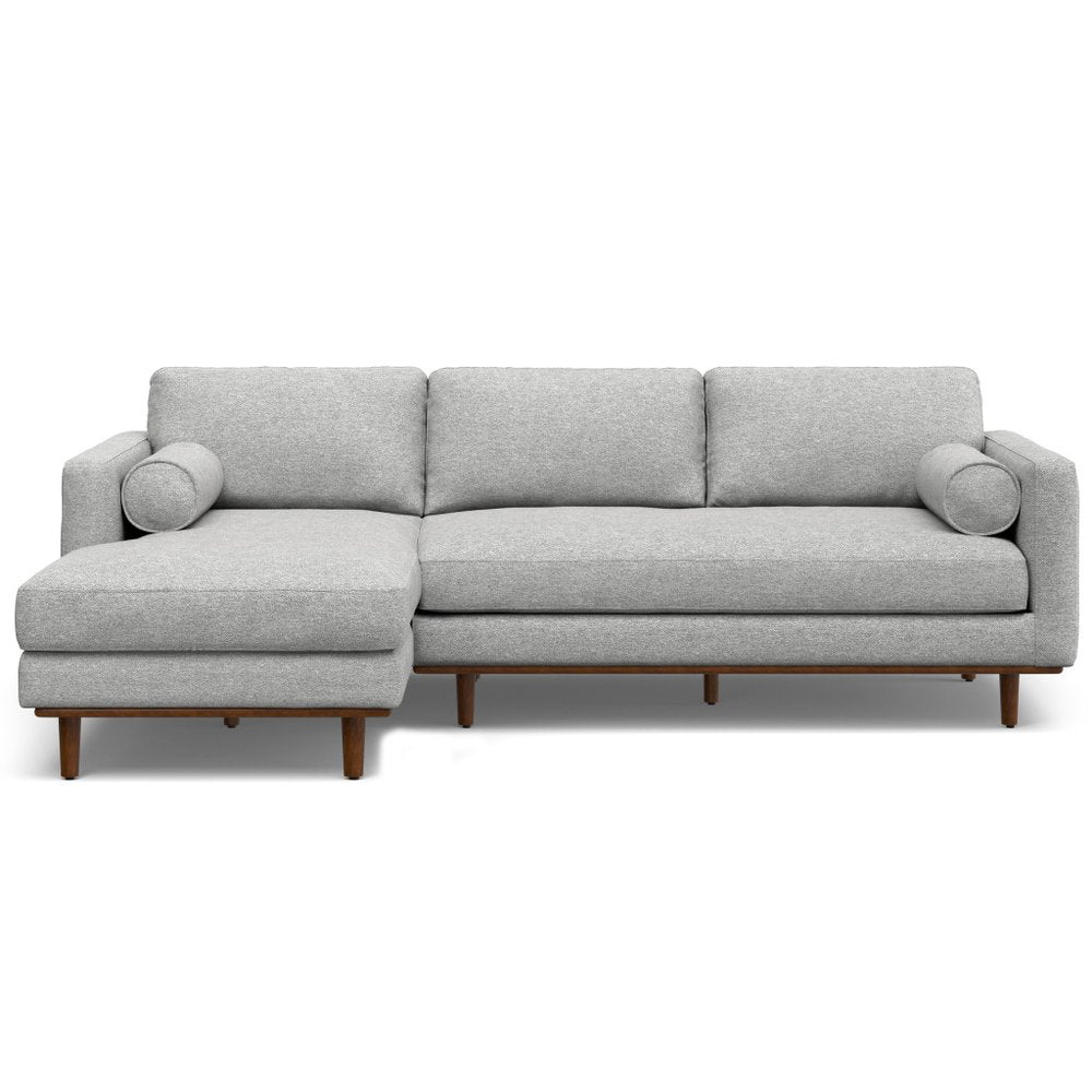 Gray Fabric Sofa with Brown Legs - 102-inch