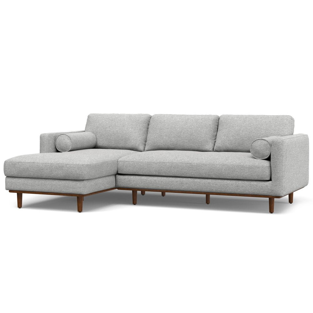 Gray Fabric Sofa with Brown Legs - 102-inch
