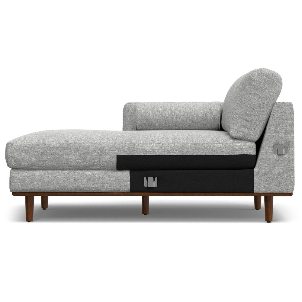 Gray Fabric Sofa with Brown Legs - 102-inch
