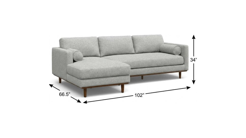 Gray Fabric Sofa with Brown Legs - 102-inch