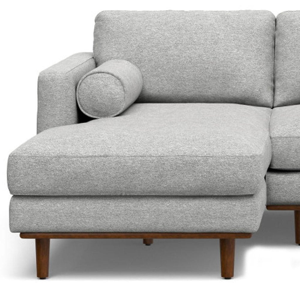 Gray Fabric Sofa with Brown Legs - 102-inch