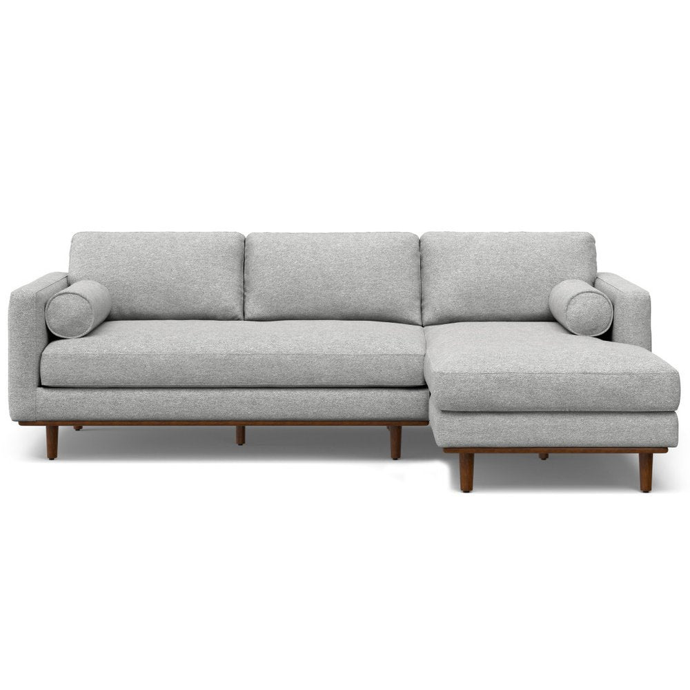Gray Fabric Sofa with Brown Legs - 102-inch