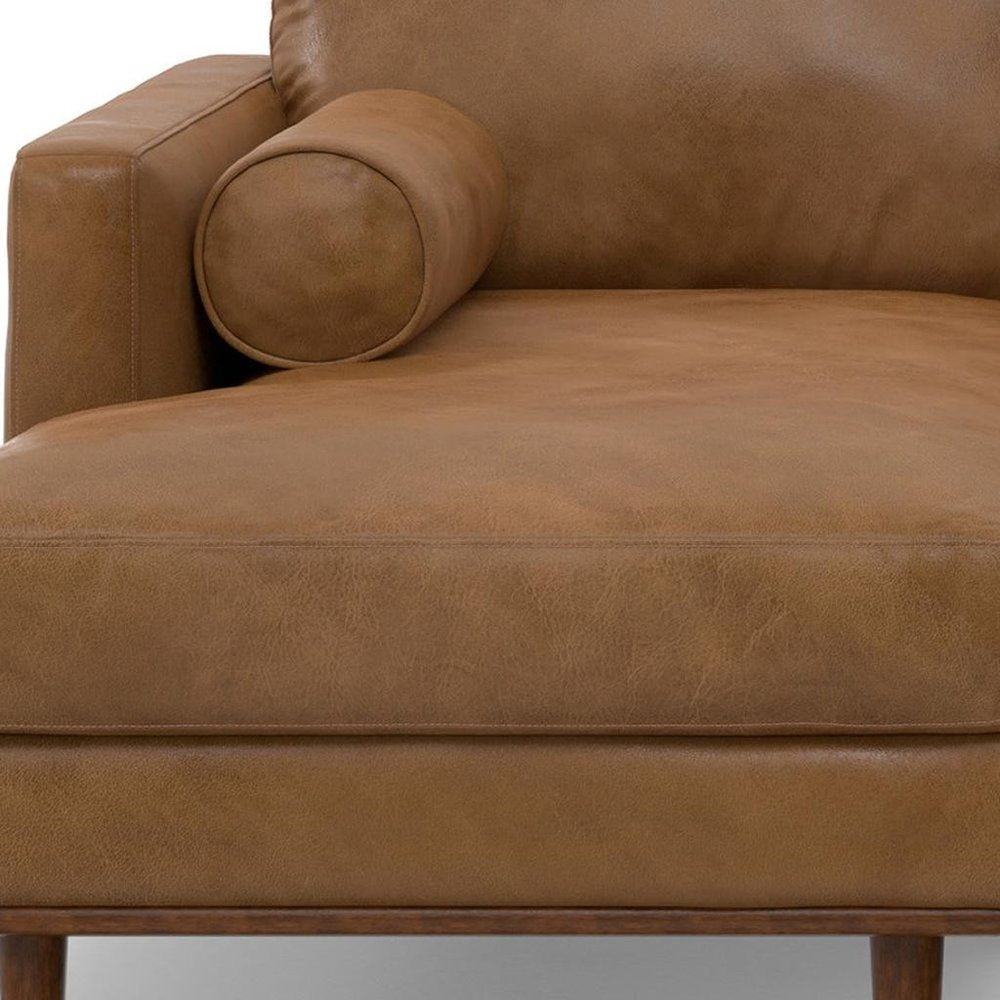 Brown Leather Sofa - 102-inch