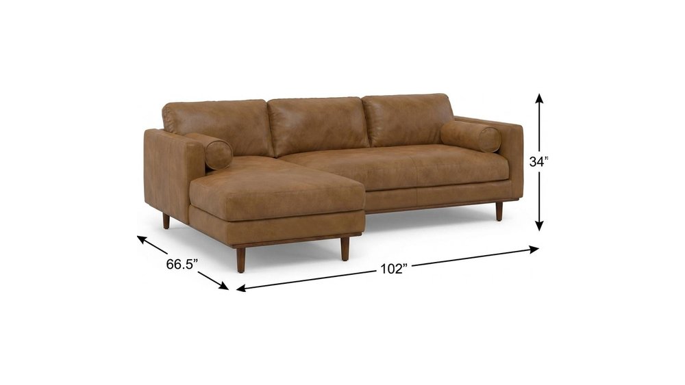 Brown Leather Sofa - 102-inch