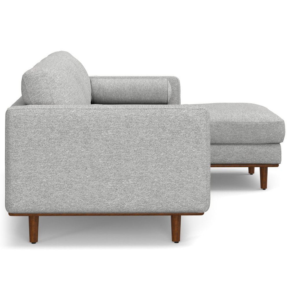Gray Fabric Sofa with Brown Legs - 102-inch