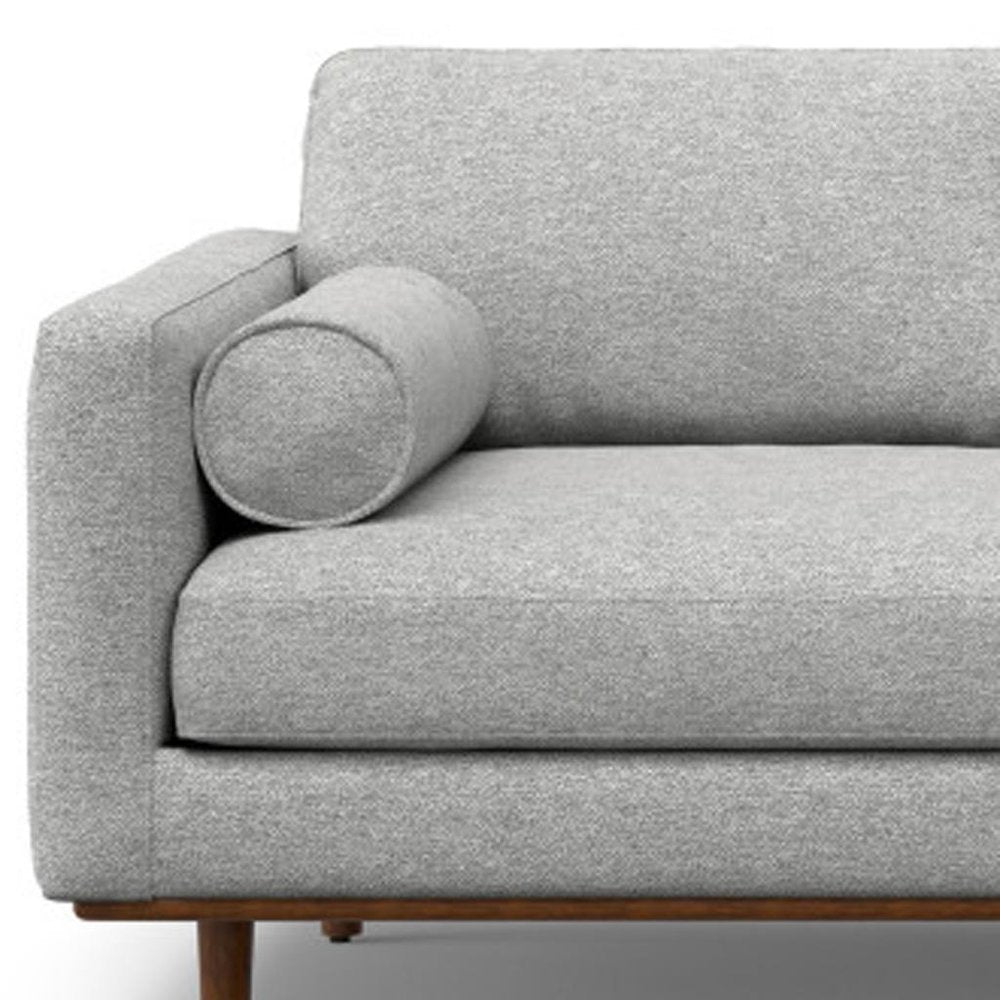 Gray Fabric Sofa with Brown Legs - 102-inch