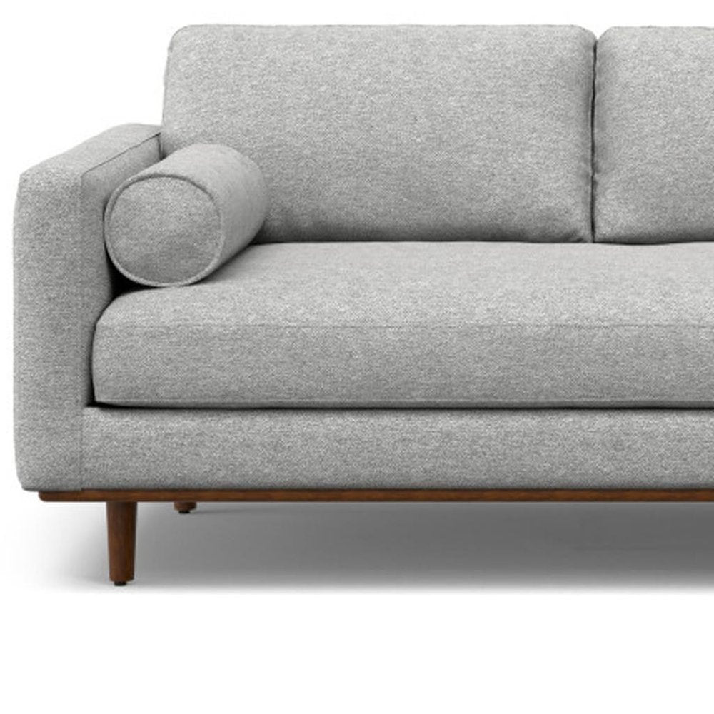 Gray Fabric Sofa with Brown Legs - 102-inch