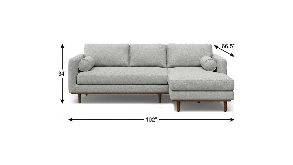 Gray Fabric Sofa with Brown Legs - 102-inch