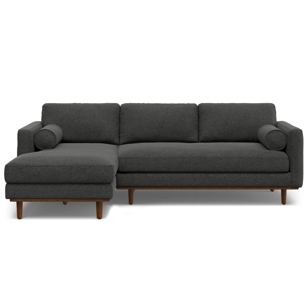 Gray Fabric Sofa with Brown Legs - 102-inch
