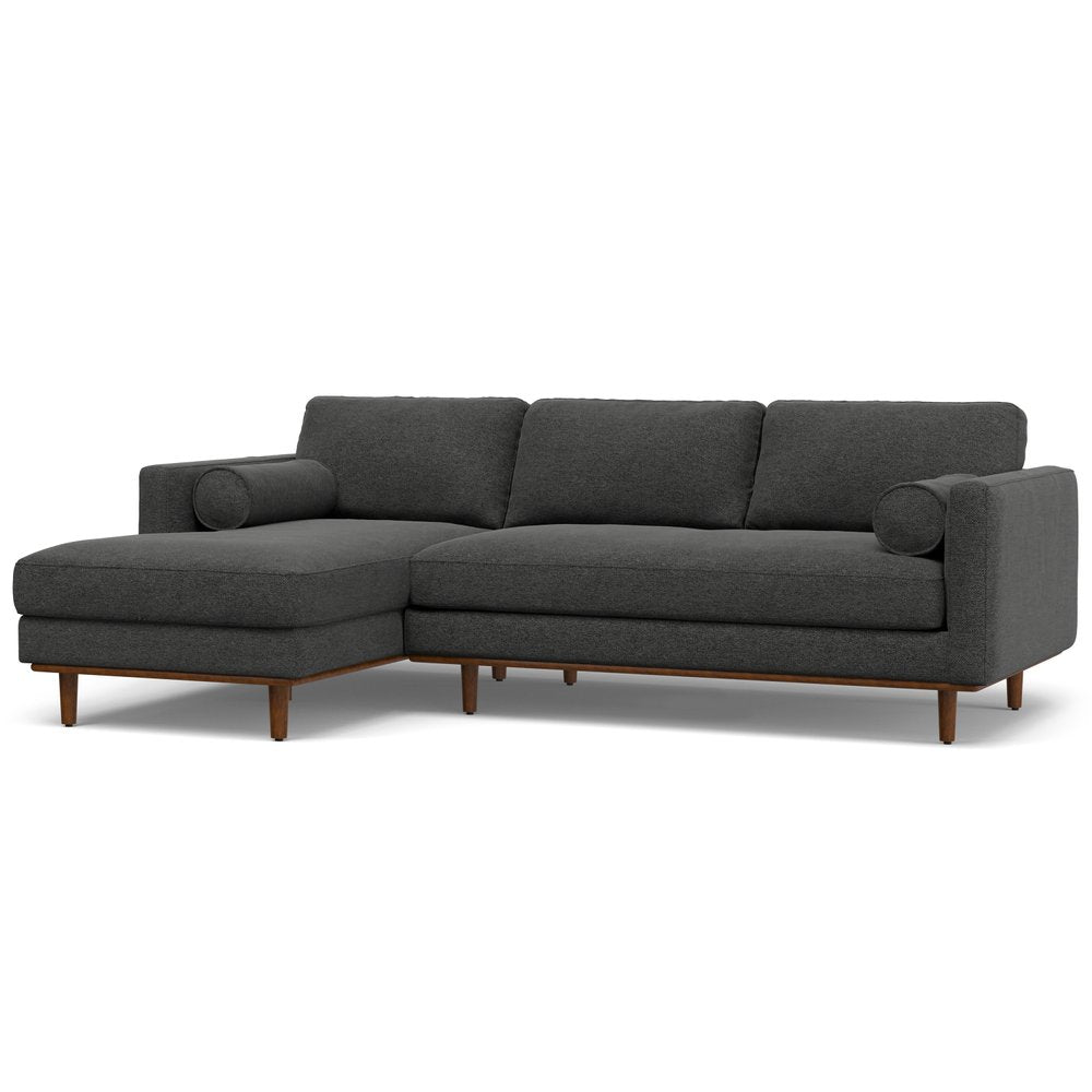 Gray Fabric Sofa with Brown Legs - 102-inch