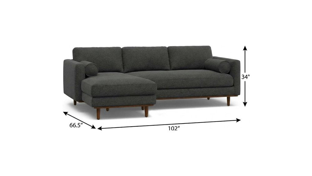 Gray Fabric Sofa with Brown Legs - 102-inch