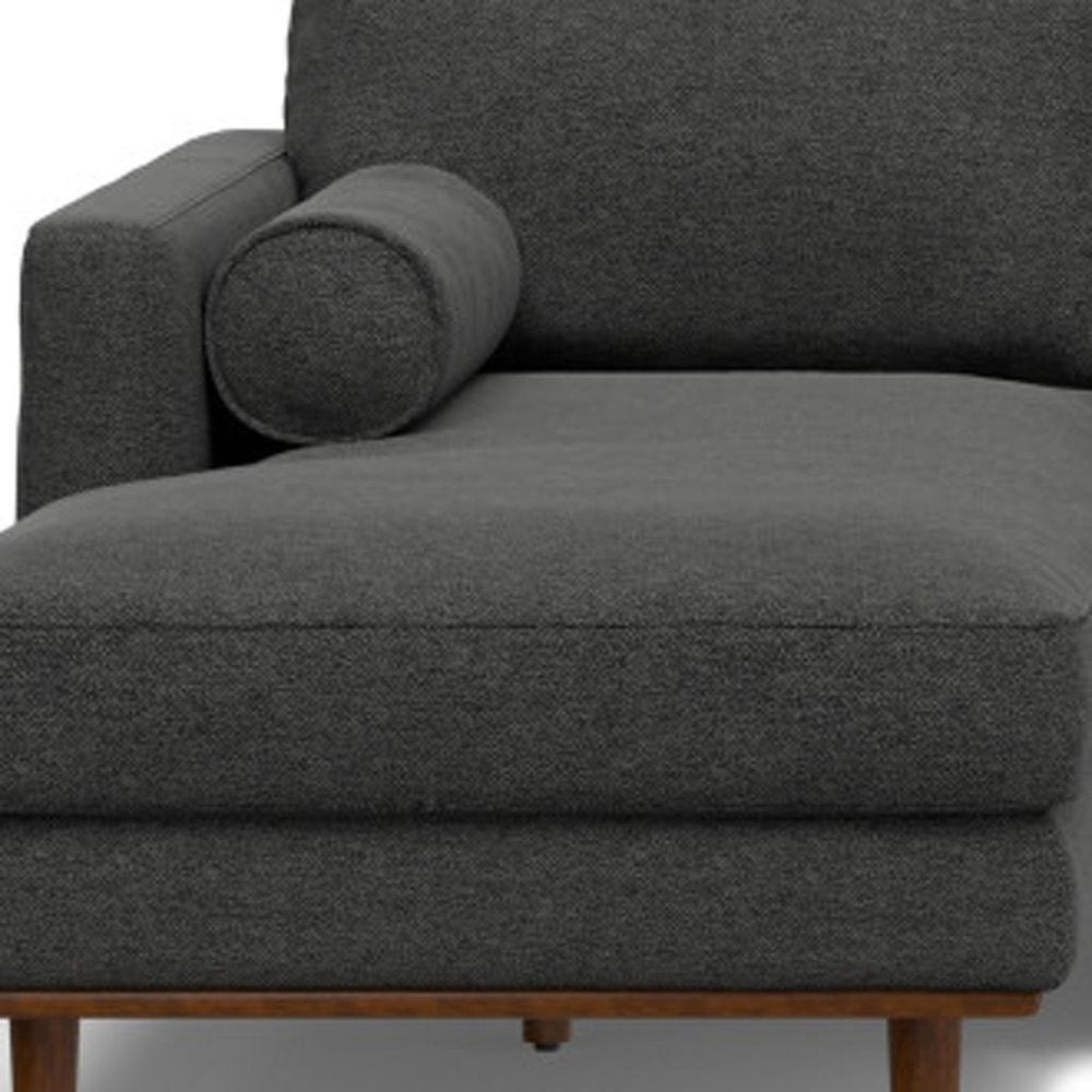 Gray Fabric Sofa with Brown Legs - 102-inch