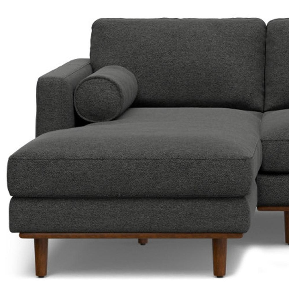 Gray Fabric Sofa with Brown Legs - 102-inch