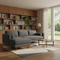 Gray Fabric Sofa with Brown Legs - 102-inch