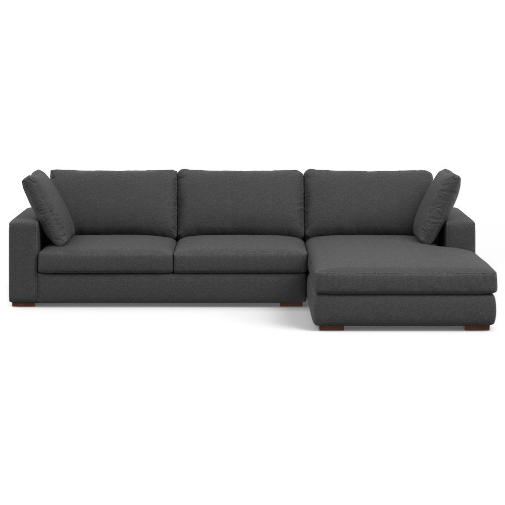 Gray Fabric Sofa with Brown Legs - 122-inch