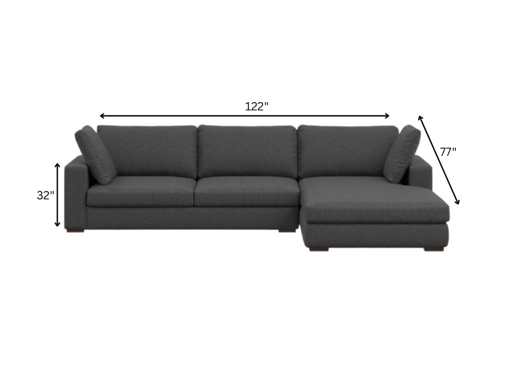 Gray Fabric Sofa with Brown Legs - 122-inch