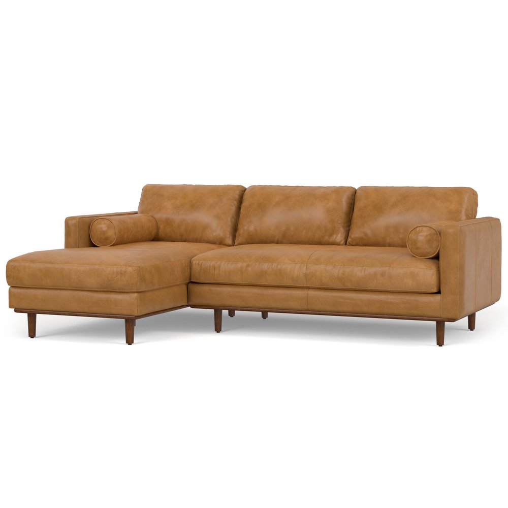 Sienna Leather Sofa with Brown Legs - 102-inch