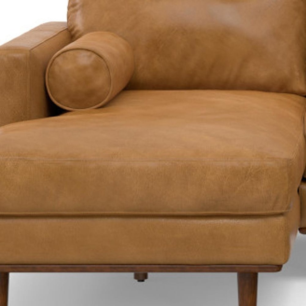 Sienna Leather Sofa with Brown Legs - 102-inch