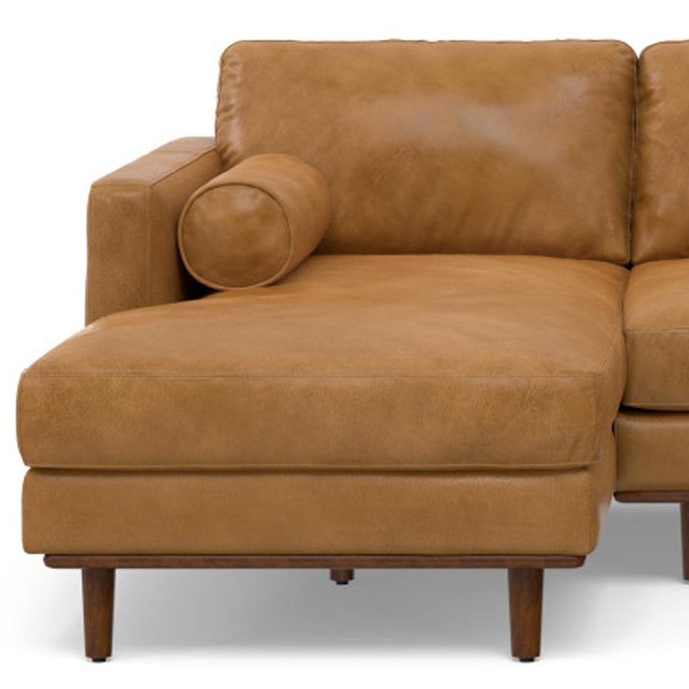 Sienna Leather Sofa with Brown Legs - 102-inch
