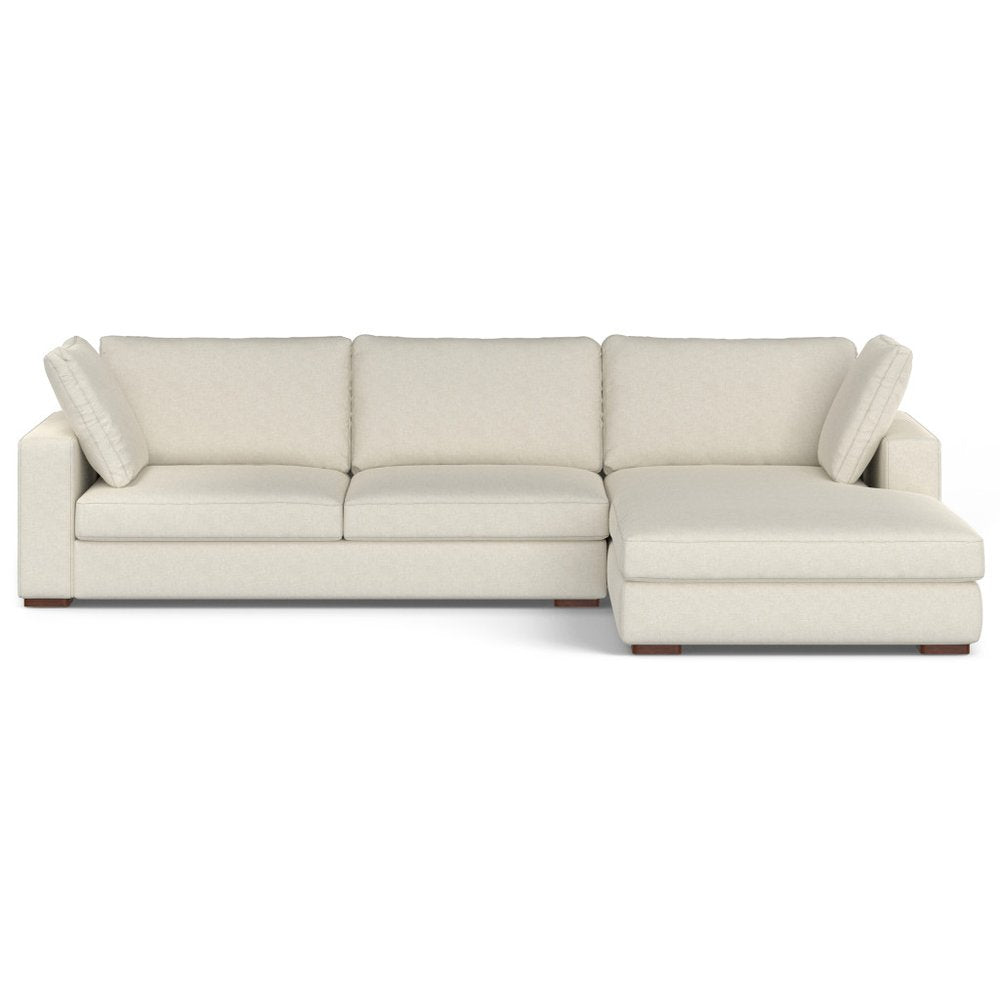 Cream Fabric Sofa with Brown Legs - 122-inch