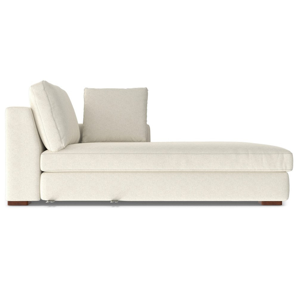 Cream Fabric Sofa with Brown Legs - 122-inch
