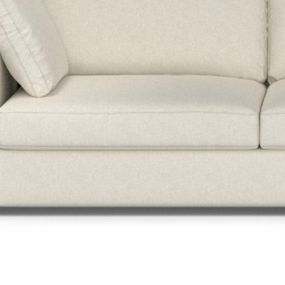 Cream Fabric Sofa with Brown Legs - 122-inch