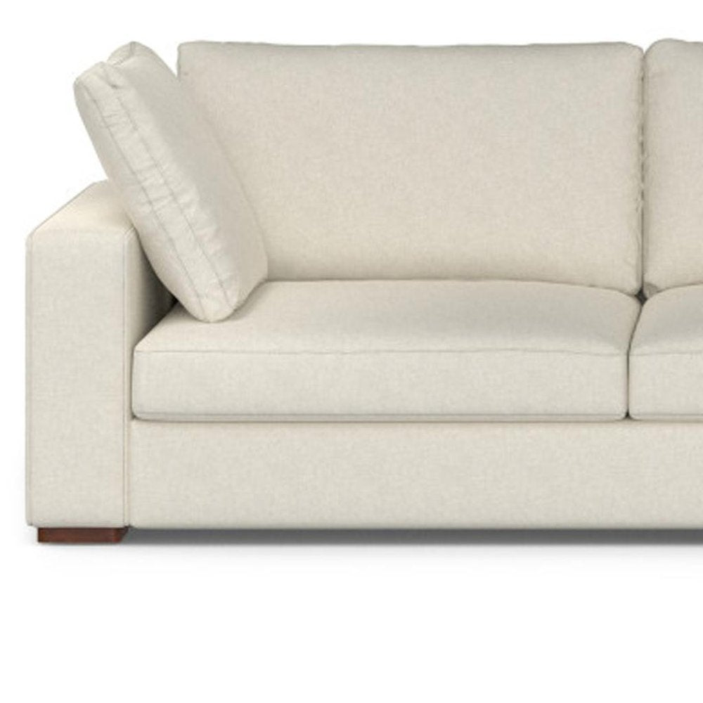 Cream Fabric Sofa with Brown Legs - 122-inch