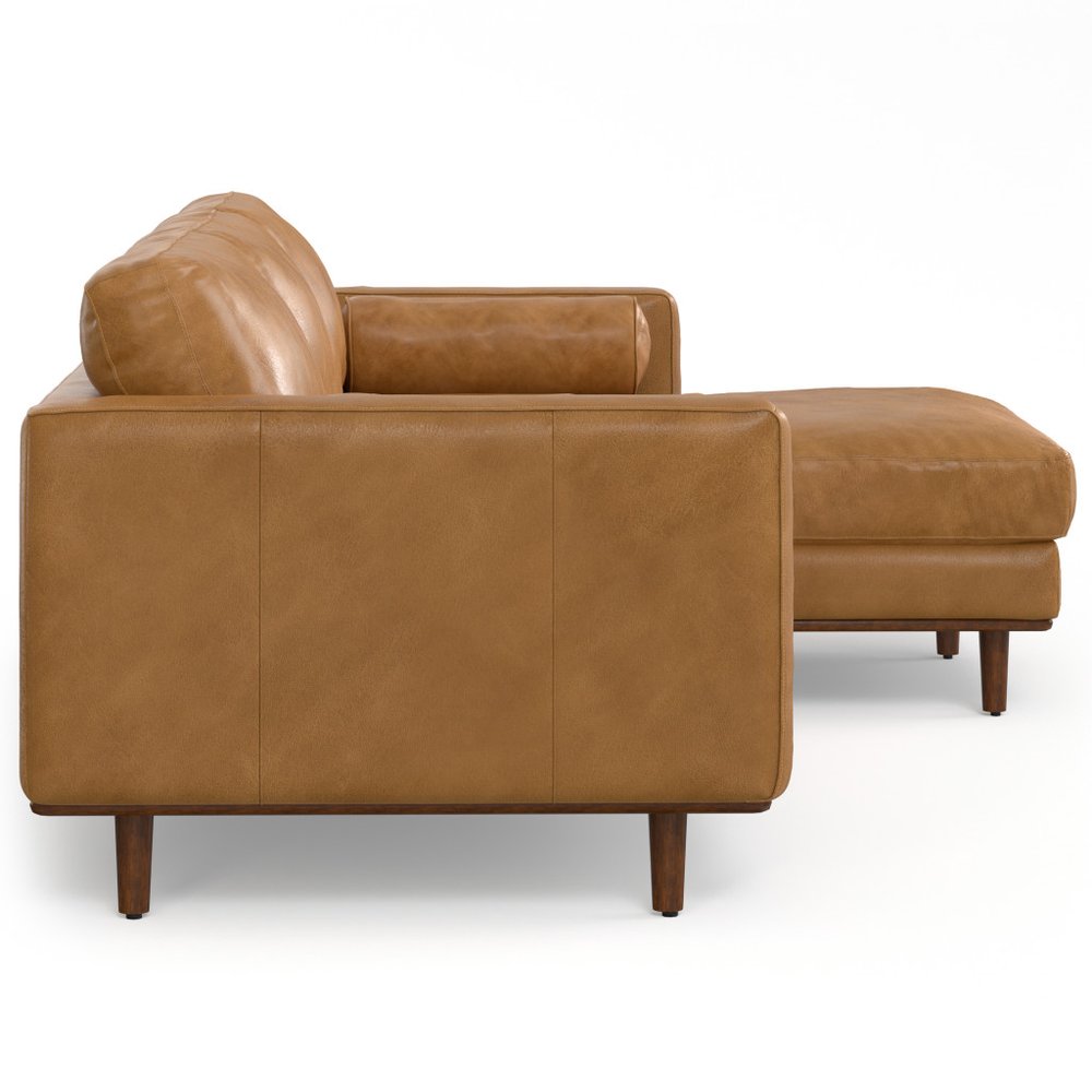 Sienna Leather Sofa with Brown Legs - 102-inch