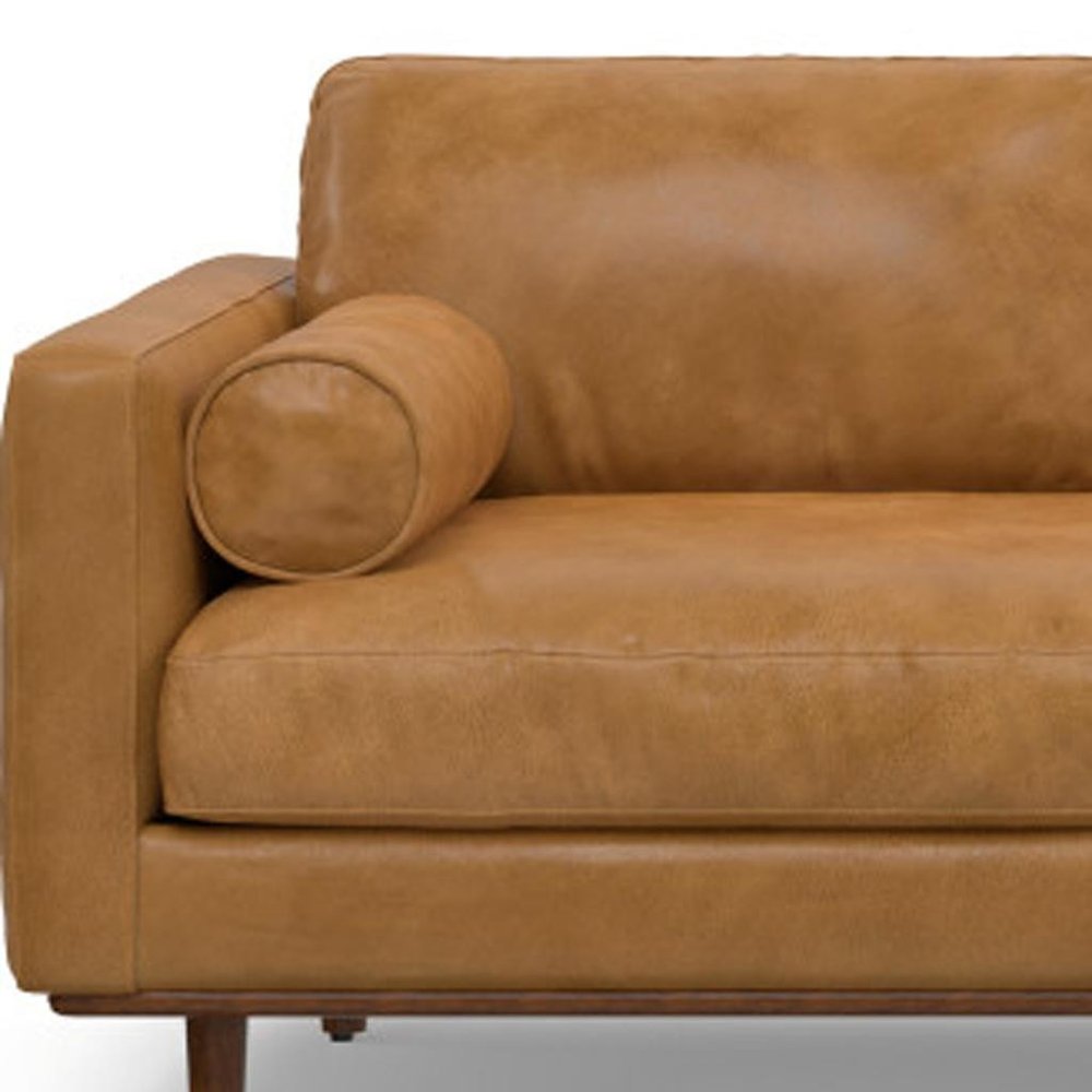 Sienna Leather Sofa with Brown Legs - 102-inch