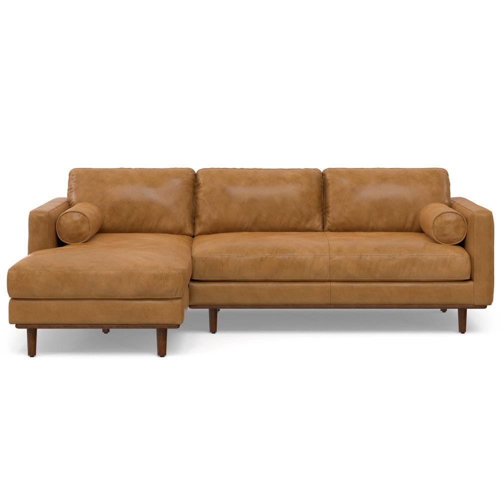 Sienna Leather Sofa with Brown Legs - 102-inch