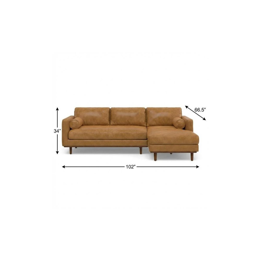 Sienna Leather Sofa with Brown Legs - 102-inch