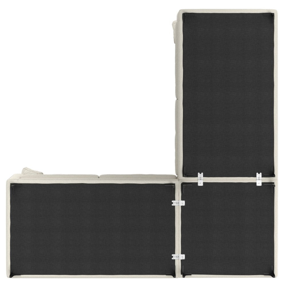 Cream Fabric Sofa with Black Legs - 102-inch