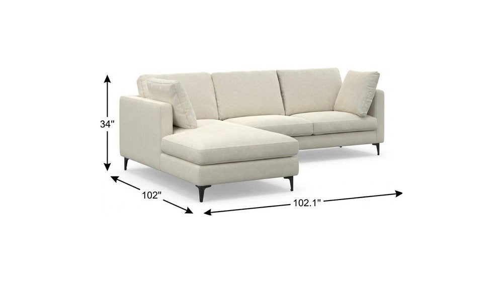 Cream Fabric Sofa with Black Legs - 102-inch