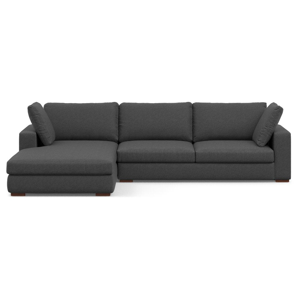 Gray Fabric Sofa with Brown Legs - 122-inch