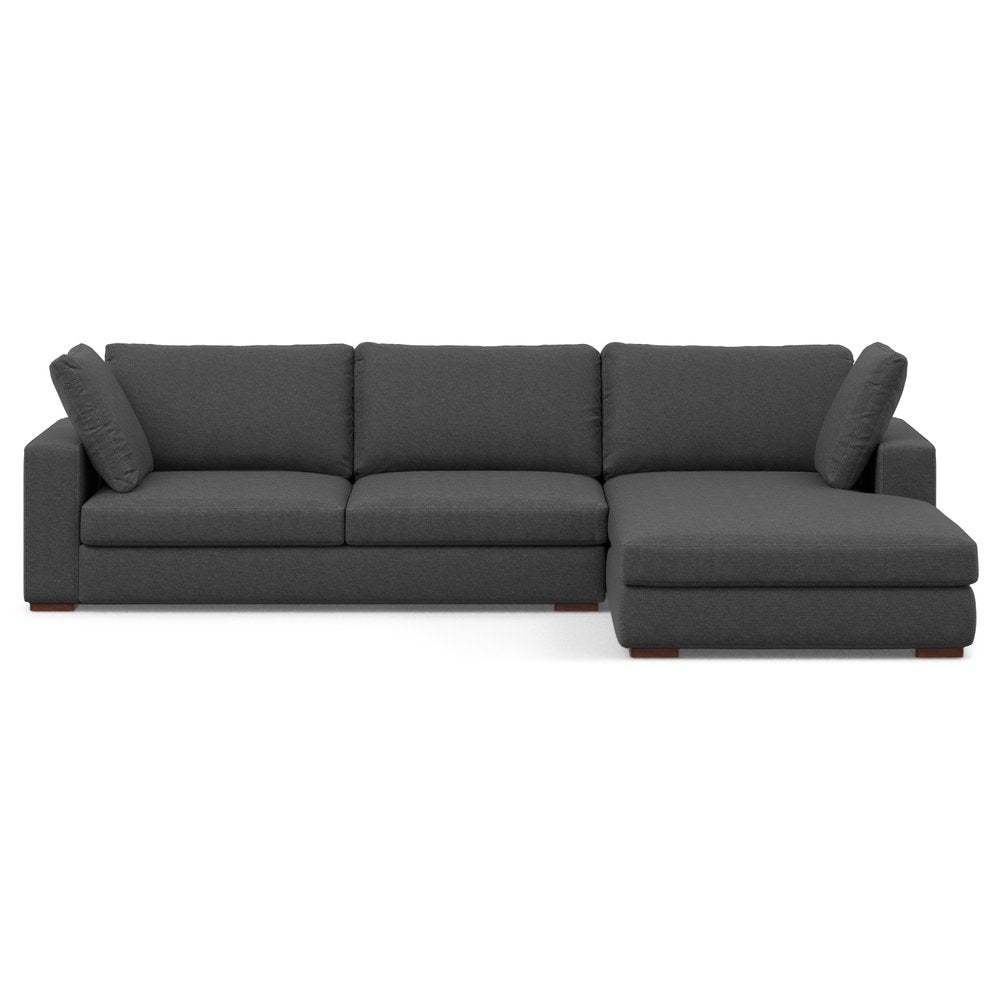 Gray Fabric Sofa with Brown Legs - 122-inch
