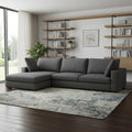 Gray Fabric Sofa with Brown Legs - 122-inch