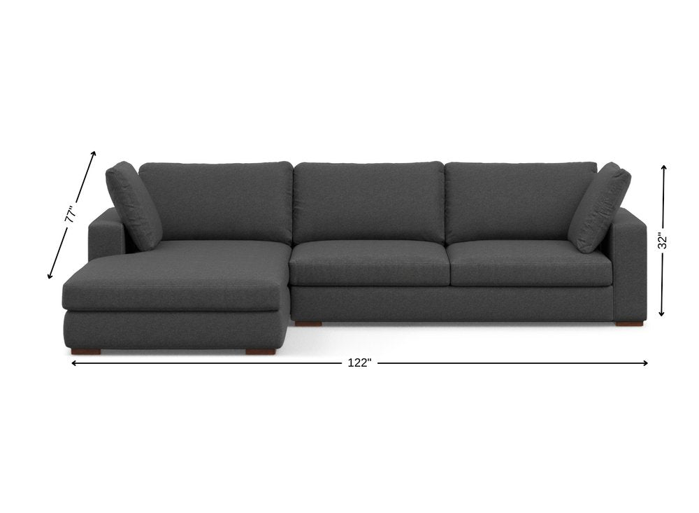 Gray Fabric Sofa with Brown Legs - 122-inch