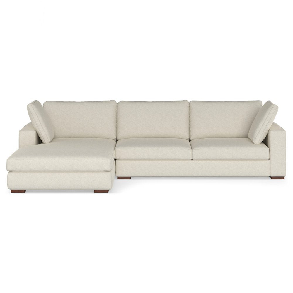 Cream Fabric Sofa with Brown Legs - 122-inch