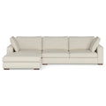 Cream Fabric Sofa with Brown Legs - 122-inch